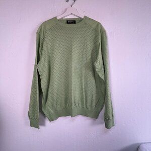 St. Croix Shop Mens Green Perforated Knit Sweater Size Large Crew Neck Pullover
